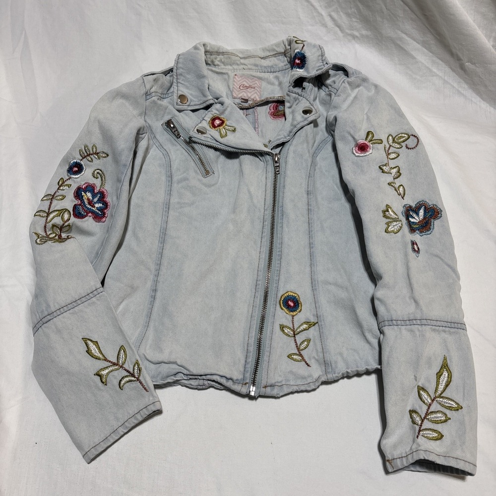 Candies Women's Moto Embroidery Jean‎ Jacket Size S Y2K